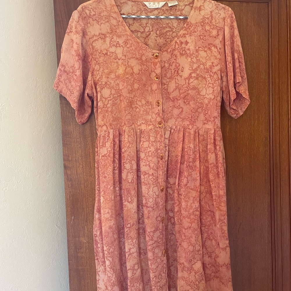 726 West 90s grunge Pink Orange patterned summer babydoll dress empire waist